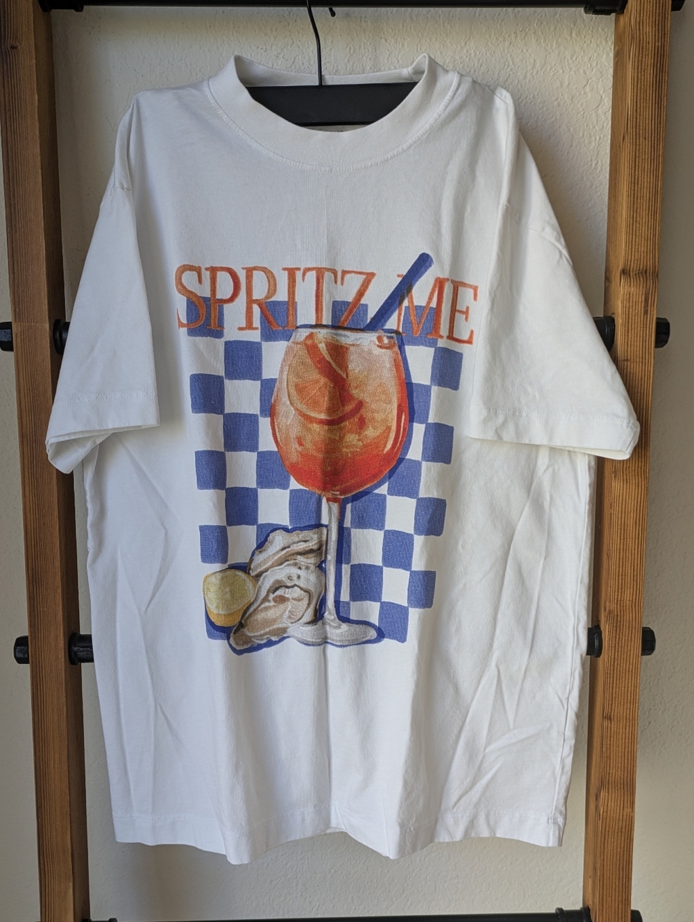 Abercrombie & Fitch White Oversized Tee with Black Print